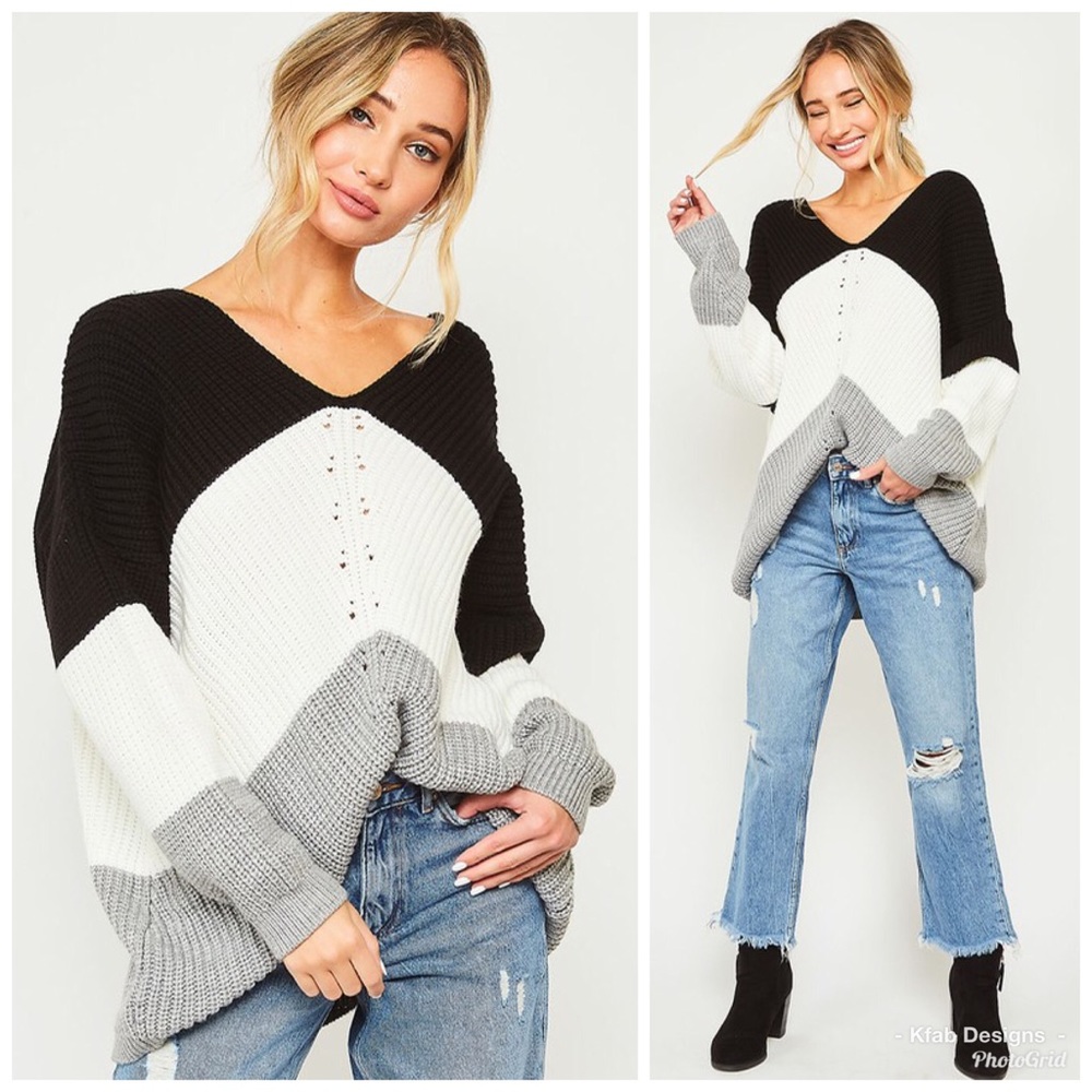 ā¤ļøLAST 2! Chunky Color Block Relaxed Fit Sweater! - Picture 1 of 6